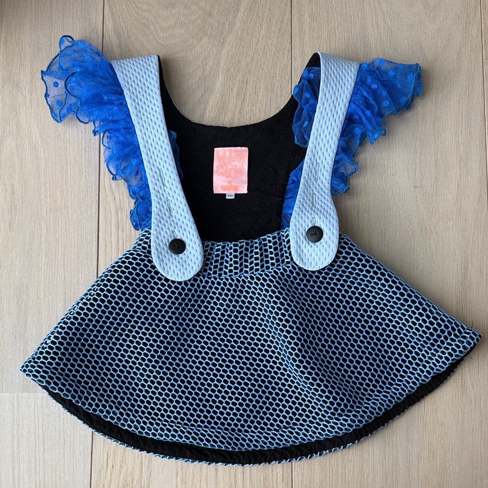 Wauw Capow Blue Girls' Ruffle Strap Dress 3-4 T